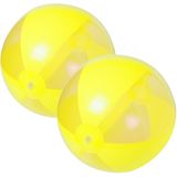 2x stuks opblaasbare strandballen plastic geel 28 cm - Strandballen