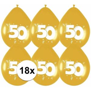 18x Jubileum versiering Gouden ballonnen 50 jaar - Ballonnen