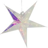 Svenska Living Verlichte kerststerren - 2x - zilver iriserend- 53 cm - op batterij
