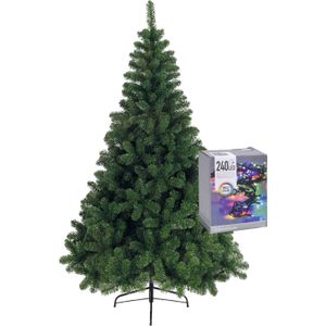 Kerstboom 180 cm incl. kerstverlichting lichtsnoer gekleurd - Kunstkerstboom