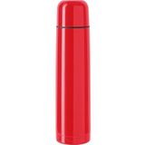 2x RVS thermosflessen/isoleerkannen 1 liter rood - Thermoskan/warmhoudkan