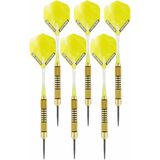 4x Set van 3 dartpijlen Speedy Yellow Brass 19 grams - Dartpijlen