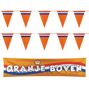 Bellatio decorations - Oranje Holland vlaggenlijnen set met grote banier vlag - Vlaggen
