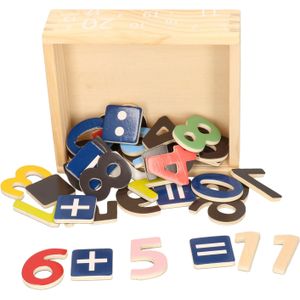 40x Magnetische houten cijfers/nummers gekleurd - Magneten