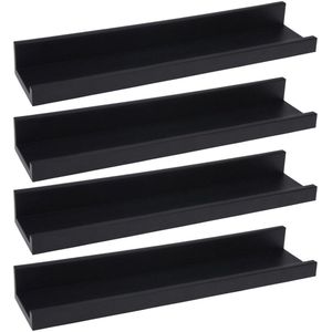 Fotoplank - 2x - 2-delig - zwart - kunststof - 30 cm - Displayrek/Wandplank - wanddecoratie