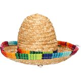 Mexicaanse mini Sombrero hoedje op diadeem - carnaval/verkleed accessoires - multi kleuren - stro - Verkleedhoofddeksels