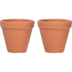Plantenpot/bloempot Classic Garden - 2x - buiten/binnen - kunststof - terracotta - D35 x H36 cm - Plantenpotten