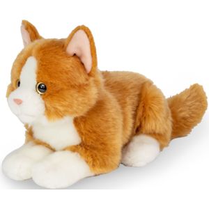 Knuffeldier kat/poes - zachte pluche stof - premium kwaliteit knuffels - rood/wit - 20 cm - Knuffel huisdieren