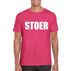 Stoer tekst t-shirt roze heren - Feestshirts