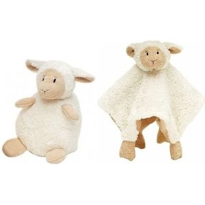 Happy Horse witte schaap/lam zittend baby knuffeltje en knuffeldoekje voor jongens/meisjes - Kraamcadeau