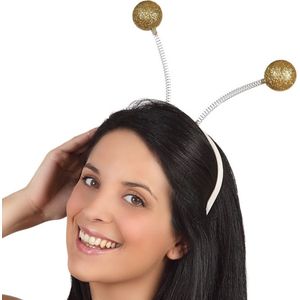 Verkleed diadeem discoballen/Aliens sprieten - goud - meisjes/dames - Carnaval - Verkleedhoofddeksels