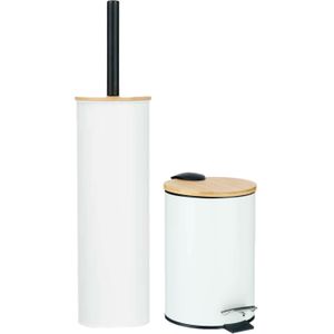 Berilo badkamer accesoires set Alicante - toiletborstel/pedaalemmer - wit