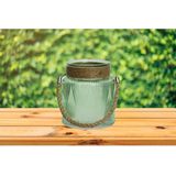 Lumineo windlicht/lantaarn met relief - glas - D14 x H16 cm - groen