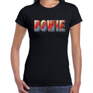 Bowie fun tekst t-shirt zwart dames - Feestshirts