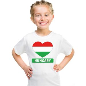 T-shirt wit Hongarije vlag in hart wit kind - Feestshirts