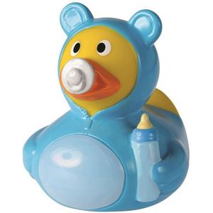 Badeendje blauw hoera een baby jongen 8 cm - Badeendjes