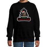 Dieren kersttrui alpaca zwart kinderen - Foute alpacas kerstsweater - kerst truien kind