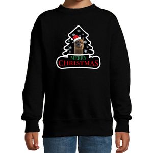 Dieren kersttrui alpaca zwart kinderen - Foute alpacas kerstsweater - kerst truien kind