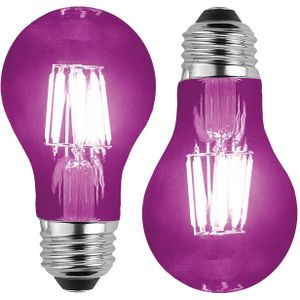 Halloween feestverlichting lamp gekleurd - 2x - paars - 5W - E27 fitting - griezelige decoratie - Discolampen