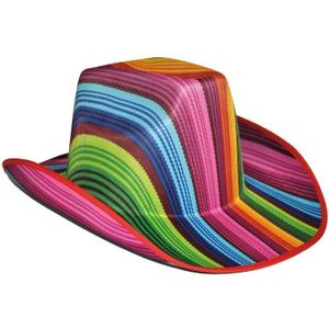 Gekleurde gestreepte carnaval cowboyhoed - Verkleedhoofddeksels
