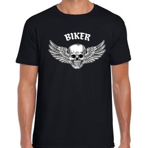 Biker fashion t-shirt motorrijder zwart voor heren - Feestshirts