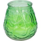 1x Citronella lowboy tafelkaars - 10 cm - groen glas - geurkaarsen
