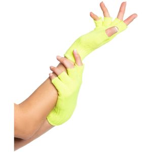 Verkleed handschoenen vingerloos - licht geel - one size - voor volwassenen - Verkleedhandschoenen