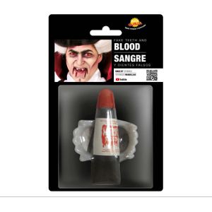 Vampier/dracula tanden - met nep bloed - wit/rood - voor volwassenen - Verkleedattributen