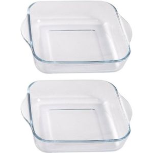 2x Grote lasagne schaal vierkant 22 x 22 cm - Ovenschalen