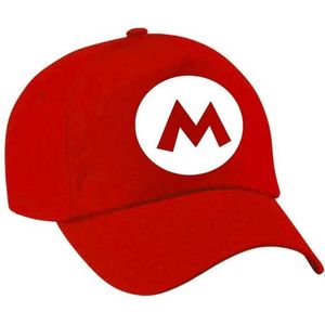 Verkleed pet / carnaval pet - loodgieter Mario - rood - voor kinderen - Baseballcap - Verkleedhoofddeksels