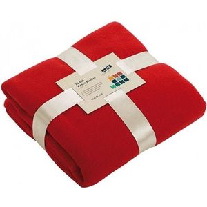 Warme fleece dekens/plaids rood 130 x 170 cm 240 grams kwaliteit - Plaids