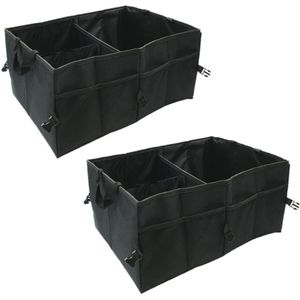 Set van 2x stuks auto kofferbak organizers tas zwart opvouwbaar 52 x 38 x 26 cm - Auto-accessoires