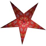 Decoratie kerststerren - 2x - rood - 60 cm - papier - 5 punten - hangend