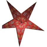 Decoratie kerststerren - 2x - rood - 60 cm - papier - 5 punten - hangend