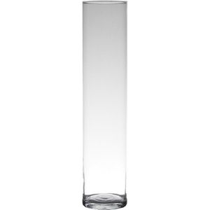 Hakbijl Glas Bloemenvaas Smal - Transparant - Cilinder Vorm - Glas - 50 X 9 cm