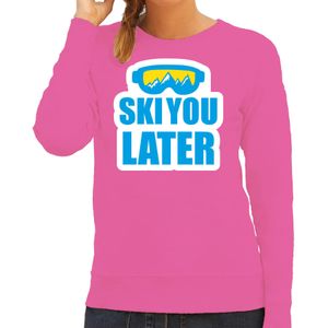Apres ski sweater/trui voor dames - ski you later - roze - wintersport - skien - Feesttruien