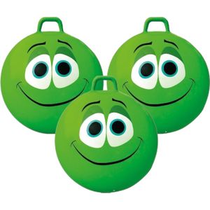 3x Stuks Groene Skippybal Smiley Voor Kinderen 65 cm - Buiten Speelgoed