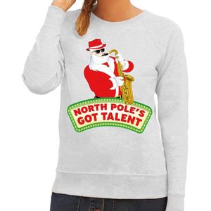 Foute kersttrui grijs North Poles Got Talent voor dames - kerst truien