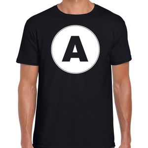 T-shirt met de letter A heren zwart voor het maken van een naam / woord of team - Feestshirts