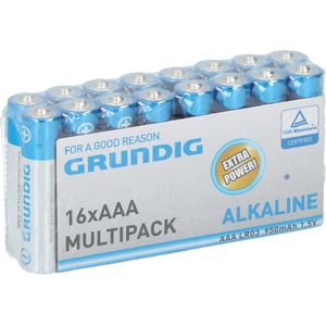 16x Grundig AAA batterijen alkaline 1.5 V - Minipenlites AAA batterijen