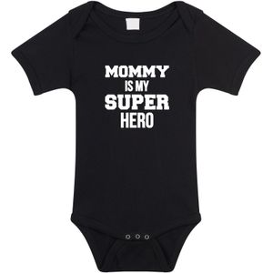 Mommy super hero geboorte cadeau / kraamcadeau romper zwart voor babys - Feest rompertjes
