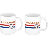 4x stuks Holland vlag met voetbal mok/ beker wit 300 ml