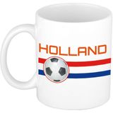 4x stuks Holland vlag met voetbal mok/ beker wit 300 ml