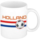 4x stuks Holland vlag met voetbal mok/ beker wit 300 ml