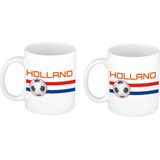 4x stuks Holland vlag met voetbal mok/ beker wit 300 ml