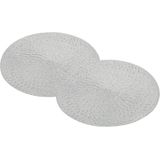 4x Ronde placemats/onderleggers zilver met glitter 38 cm - Placemats