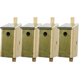 Set van 4 lichtgroene houten vogelhuisjes 26 cm - Vogelhuisjes