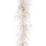 Boa kerstslinger - wit/goud - 200 cm - kerstboomversiering - kerstslingers