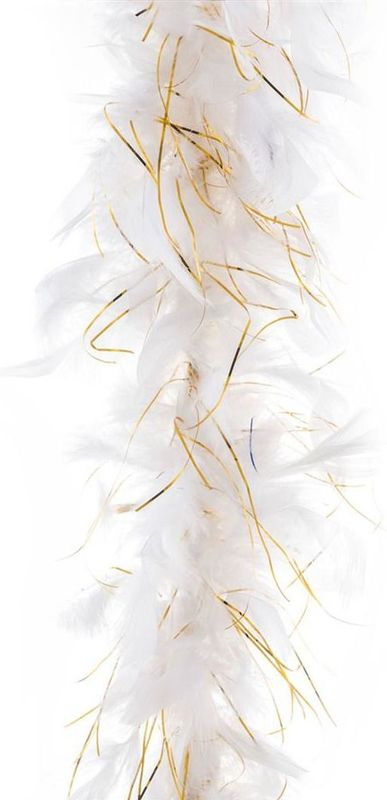 Boa kerstslinger - wit/goud - 200 cm - kerstboomversiering - kerstslingers