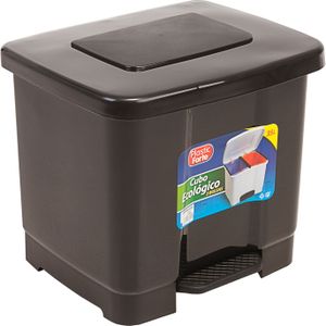 Dubbele afvalemmer/vuilnisemmer donkergrijs 35 liter met deksel en pedaal - Pedaalemmers